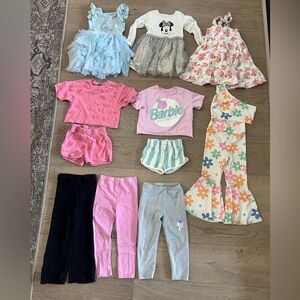 4T Girls Clothing Bundle – Disney, Barbie, Princess, Bell Bottom Set –10+ pieces